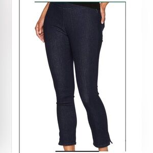 NYDJ Petite Pull up Skinny Dark Blue Denim Ankle Pull On Pant with slits.